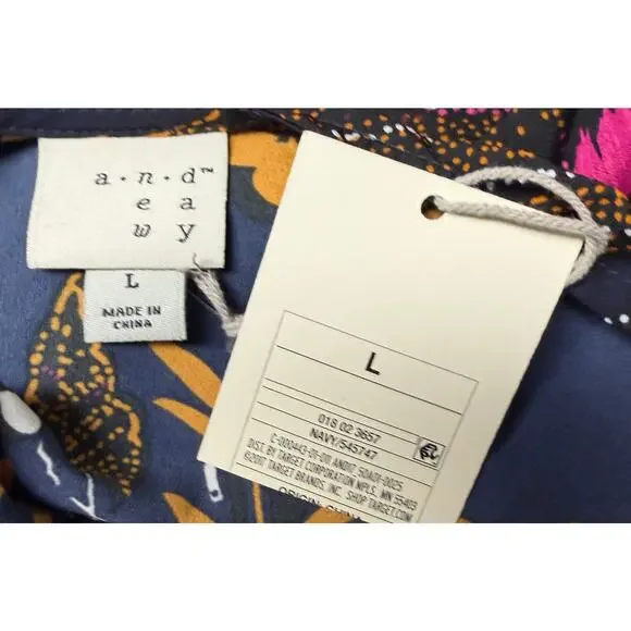 A New Day a.n.d by Andea Blouse Large Floral Sleeveless V-Neck Wrap Top Blue New - Picture 8 of 9